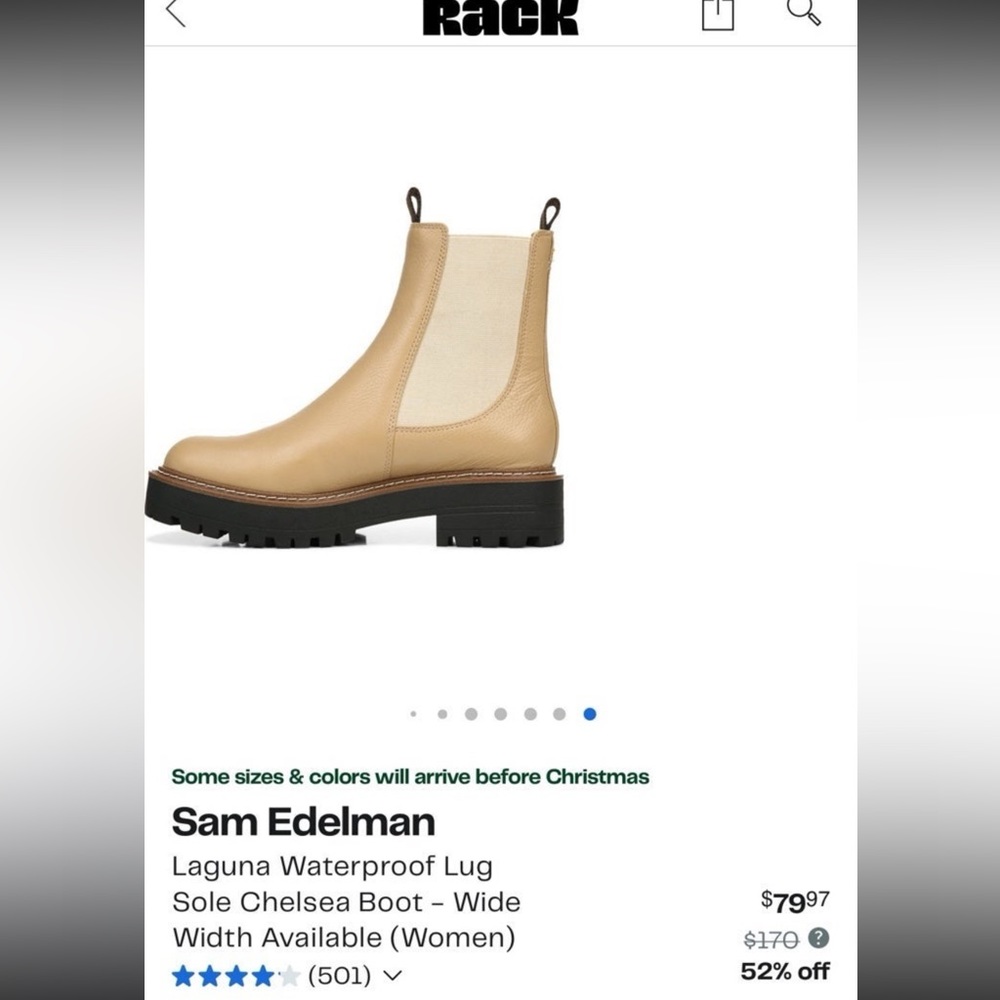 Sam Edelman Sesame Laguna Waterproof Sole Chelsea Boot - Size 5